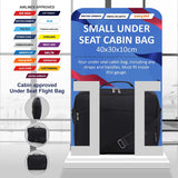 5 CITIES (40x30x10cm) Lufthansa Maximale New and Improved 2025, British Airways, Virgin Atlantic, EasyJet Reisetasche für Kabinengepäck unter dem Sitz, Schwarz