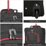 5 Cities Leichtgewicht Handgepäck Kabinentrolley Rollkoffer Gepäck Reisetasche Bordgepäck mit Rädern für Lufthansa, Eurowings, TUIfly, Sun Express, Easyjet, Ryanair, British Airways, Jet 2 und viele andere Airlines 55x35x20cm 42L