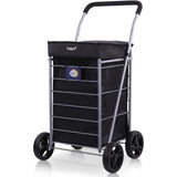 Hoppa Leichtgewichtiger 4-Rädiger Premium 2025 Modell Faltbarer Einkaufswagen Extra Große 64l Kapazität Einkaufswagentasche, 95cm, 4.8kg, Schieb/Zieh Treppensteiger