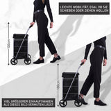 Hoppa Leichtgewichtiger 4-Rädiger Premium 2025 Modell Faltbarer Einkaufswagen Extra Große 64l Kapazität Einkaufswagentasche, 95cm, 4.8kg, Schieb/Zieh Treppensteiger