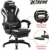 Olsen & Smith XTREME Gaming-Stuhl, neues und verbessertes Modell 2025, ergonomischer Büro-Schreibtisch-PC-Computer-Relax-Drehstuhl, abnehmbare gepolsterte Kopfstütze, Lordosenstützkissen und Fußstütze
