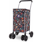 Hoppa Leichter Einkaufstrolley mit 6 Rädern, Premium-Modell 2025, extra groß, 75,6 l Kapazität, Einkaufstrolley, 95 cm, 5,25 kg, Push/Pull (Blattschwarz)