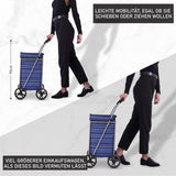 Hoppa Leichtgewichtiger 4-Rädiger Premium 2025 Modell Faltbarer Einkaufswagen Extra Große 64l Kapazität Einkaufswagentasche, 95cm, 4.8kg, Schieb/Zieh Treppensteiger