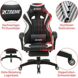 Olsen & Smith XTREME Gaming-Stuhl, neues und verbessertes Modell 2025, ergonomischer Büro-Schreibtisch-PC-Computer-Relax-Drehstuhl, abnehmbare gepolsterte Kopfstütze, Lordosenstützkissen und Fußstütze