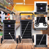Hoppa Leichtgewichtiger 4-Rädiger Premium 2025 Modell Faltbarer Einkaufswagen Extra Große 64l Kapazität Einkaufswagentasche, 95cm, 4.8kg, Schieb/Zieh Treppensteiger
