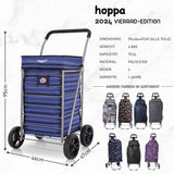 Hoppa Leichtgewichtiger 4-Rädiger Premium 2025 Modell Faltbarer Einkaufswagen Extra Große 64l Kapazität Einkaufswagentasche, 95cm, 4.8kg, Schieb/Zieh Treppensteiger