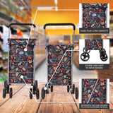 Hoppa Leichter Einkaufstrolley mit 6 Rädern, Premium-Modell 2025, extra groß, 75,6 l Kapazität, Einkaufstrolley, 95 cm, 5,25 kg, Push/Pull (Blattschwarz)