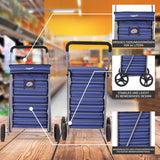 Hoppa Leichtgewichtiger 4-Rädiger Premium 2025 Modell Faltbarer Einkaufswagen Extra Große 64l Kapazität Einkaufswagentasche, 95cm, 4.8kg, Schieb/Zieh Treppensteiger