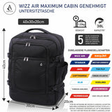 Aerolite 40 x 30 x 20 Wizz Air Rucksack in maximaler Größe, umweltfreundlich, für Handgepäck zugelassen, Reisetasche, leichte Umhängetasche, Flugrucksack mit YKK-Reißverschlüssen, 5 Jahre Garantie