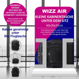 Aerolite 40 x 30 x 20 Wizz Air Rucksack in maximaler Größe, umweltfreundlich, für Handgepäck zugelassen, Reisetasche, leichte Umhängetasche, Flugrucksack mit YKK-Reißverschlüssen, 5 Jahre Garantie
