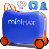 Aerolite MiniMax Kinder-Ride-On-Koffer, passend für 45x36x20cm, EasyJet, maximale Größe, Kinder-Handgepäck mit Rollen, 29 l (blau)