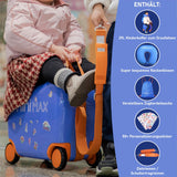 Aerolite MiniMax Kinder-Ride-On-Koffer, passend für 45x36x20cm, EasyJet, maximale Größe, Kinder-Handgepäck mit Rollen, 29 l (blau)