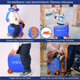 Aerolite MiniMax Kinder-Ride-On-Koffer, passend für 45x36x20cm, EasyJet, maximale Größe, Kinder-Handgepäck mit Rollen, 29 l (blau)