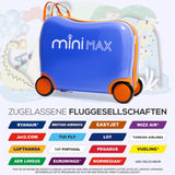 Aerolite MiniMax Kinder-Ride-On-Koffer, passend für 45x36x20cm, EasyJet, maximale Größe, Kinder-Handgepäck mit Rollen, 29 l (blau)