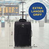 5 Cities Leichtgewicht Handgepäck Kabinentrolley Rollkoffer Gepäck Reisetasche Bordgepäck mit Rädern für Easyjet, Ryanair, British Airways, Jet 2 und viele andere Airlines 55x35x20cm 42L (Schwarz)