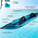 Aqua Spirit Aufblasbares Kajak 2025, 10'5”/13’5”/, 1 oder 2 Personen komplettes Kajak-Set mit Paddel, Rucksack, Doppelhubpumpe und mehr Zubehör, Erwachsene Anfänger, Experten, 3 Jahre Garantie