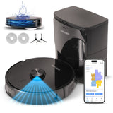 Olsen & Smith Intelligenter Saug- & Wischroboter – 6500Pa Saugleistung, Laser-Navigation, Automatische Entleerung, Selbstladestation, App- & Sprachsteuerung – Perfekt für Tierhaare, Hartböden & Teppiche
