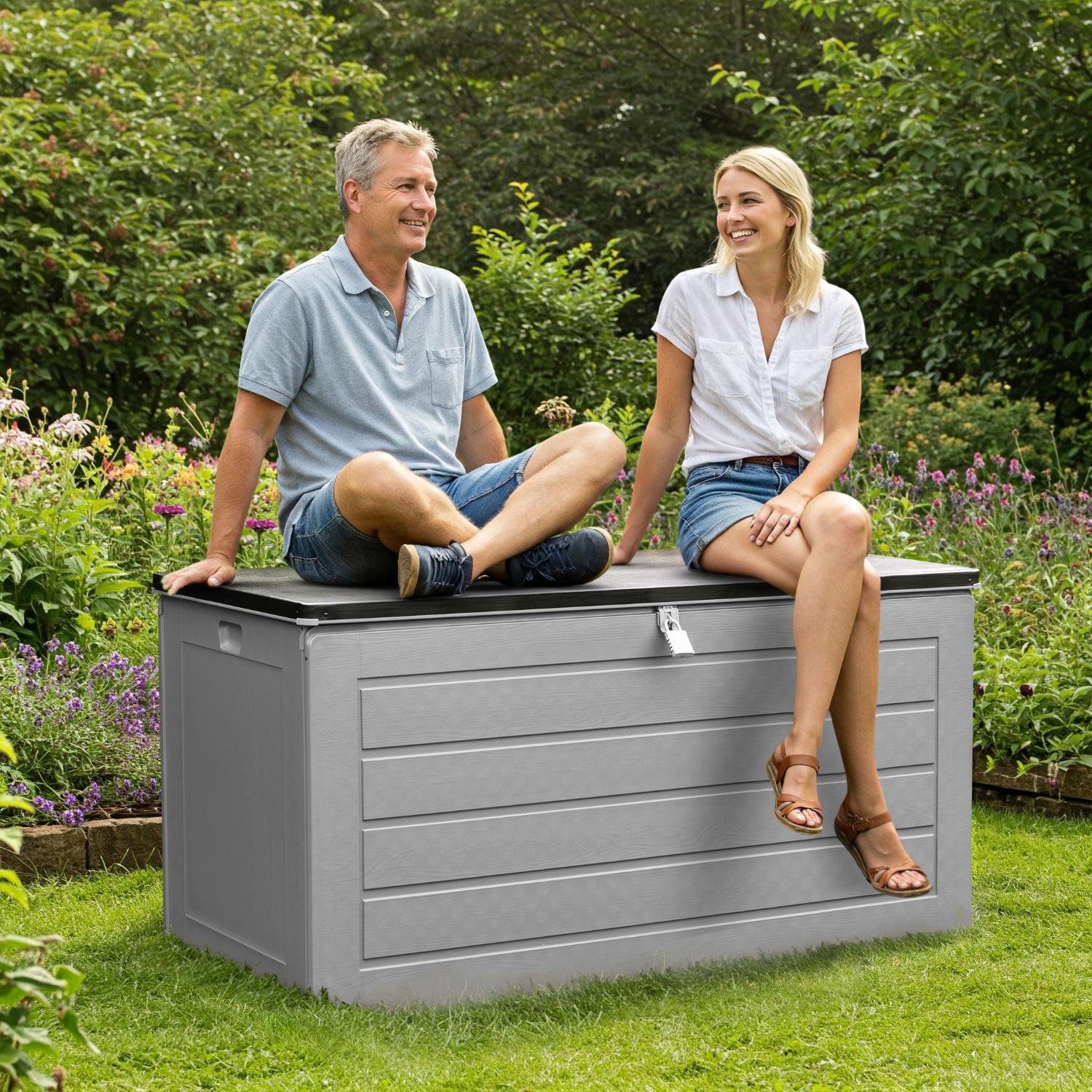 kiste garten aufbewahrung Olsen & Smith 680L/830L MASSIVE Kapazität im Freien Garten Storage Box – Packed Direct DE