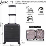 Aerolite 45x36x20cm Koffer Handgepäck easyJet Maximale Größe ABS Cabin Baggage Hartschale Untersitz Bordkoffer Flugtasche mit 4 Rollen 5 Jahre Garantie - Aerolite DE