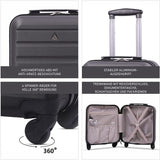 Aerolite 45x36x20cm Koffer Handgepäck easyJet Maximale Größe ABS Cabin Baggage Hartschale Untersitz Bordkoffer Flugtasche mit 4 Rollen 5 Jahre Garantie - Aerolite DE