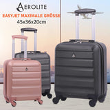 Aerolite 45x36x20cm Koffer Handgepäck easyJet Maximale Größe ABS Cabin Baggage Hartschale Untersitz Bordkoffer Flugtasche mit 4 Rollen 5 Jahre Garantie - Aerolite DE