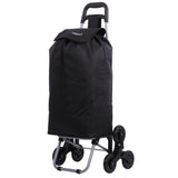 Hoppa Leichter Treppensteiger-Einkaufstrolley, 6 Räder, Modell 2025, zusammenklappbar, groß, 47 l Kapazität, zusammenklappbar, Einkaufswagentasche, 95 cm, 2 kg, Push/Pull mit 1 Jahr Garantie (schwarz)