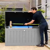 Olsen & Smith 680L/830L MASSIVE Kapazität im Freien Garten Storage Box Kunststoff Schuppen - wetterfest & Sit On mit Holz-Effekt-Truhe